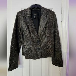Genuine Leather Black Laser Cut Short Jacket Size M